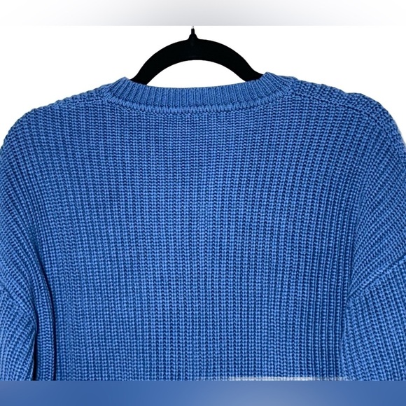 NWT Madewell Ribbed Lace-Up Chunky Sweater in Delphinium Blue, Size Large - Picture 8 of 13